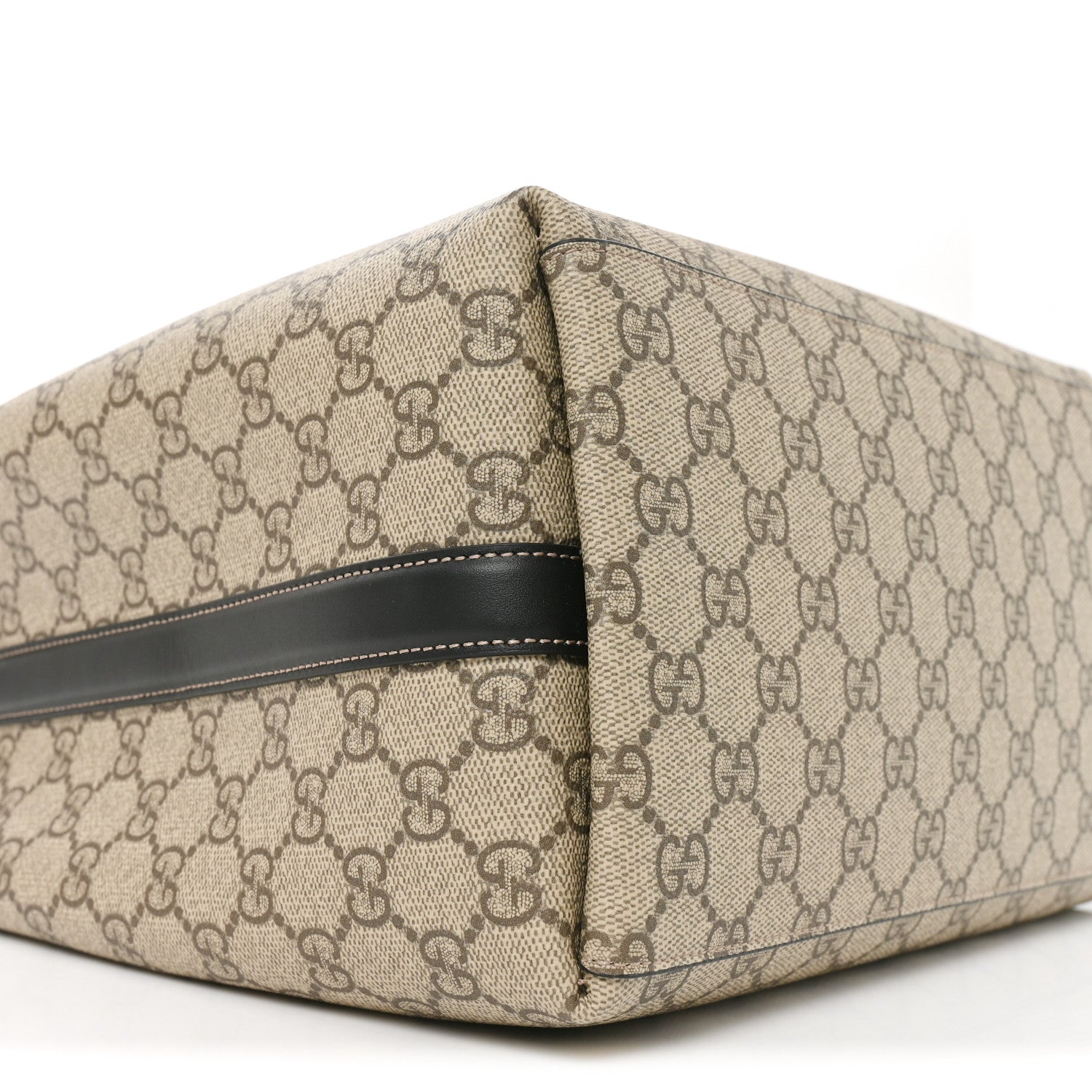 GG Supreme Monogram Medium Emblem Bucket Bag Beige Dark Brown Black